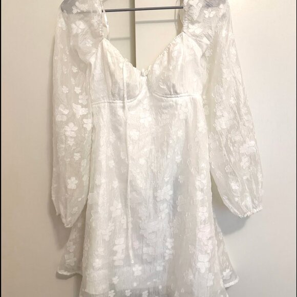 Lulus Dresses & Skirts - Lulus Angel Looks White Burnout Floral Jacquard Mini Babydoll Dress